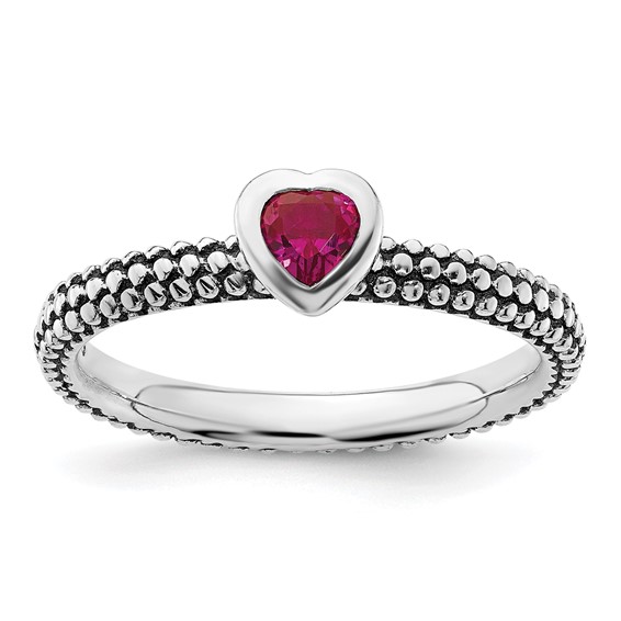Sterling Silver Stackable Expressions Ruby Heart Ring Sterling Silver Stackable Expressions Ruby Heart Ring