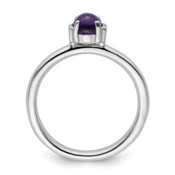 Sterling Silver Stackable Expressions Polished Amethyst Ring — alternate view