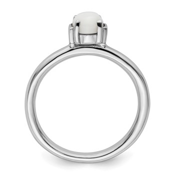 Sterling Silver Stackable Expressions Polished White Agate Ring — alternate view