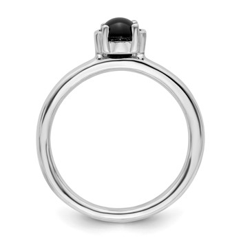 Sterling Silver Stackable Expressions Polished Black Agate Ring — alternate view