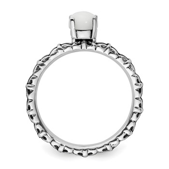 Sterling Silver Stackable Expressions Antiqued White Agate Ring — alternate view