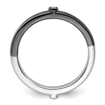 Sterling Silver Stackable Expressions Polished Half White/Black Dia Ring — alternate view