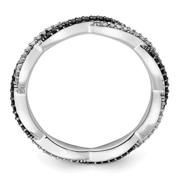 Sterling Silver Stackable Expressions Polished Black/White Dia Ring — alternate view