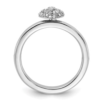 Sterling Silver Stackable Expressions Polished Diamond Heart Lock Ring — alternate view