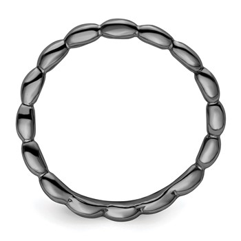 Sterling Silver Stackable Expressions Polished Black-plate Wave Ring — alternate view