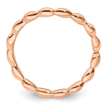 Sterling Silver Stackable Expressions Polished Pink-plate Wave Ring — alternate view