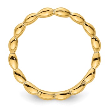 Sterling Silver Stackable Expressions Polished Gold-plate Wave Ring — alternate view