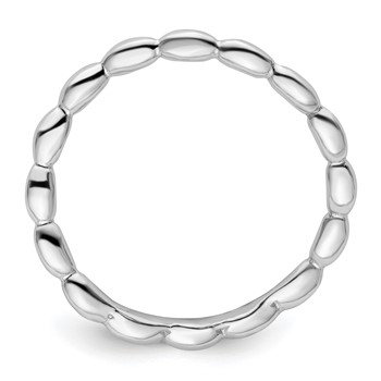 Sterling Silver Stackable Expressions Polished Rhodium-plate Wave Ring — alternate view