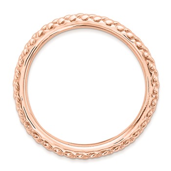 Sterling Silver Stackable Expressions Polished Pink-plate Wave Ring — alternate view