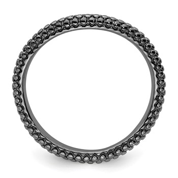 Sterling Silver Stackable Expressions Polished Black-plated Wave Ring — alternate view