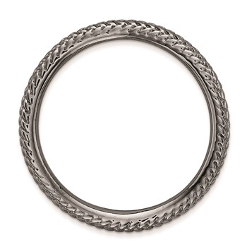 Sterling Silver Stackable Expressions Polished Black-plate Wave Ring — alternate view