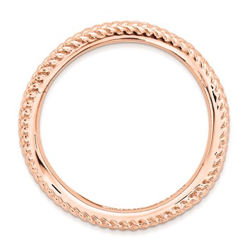 Sterling Silver Stackable Expressions Polished Pink-plate Wave Ring — alternate view