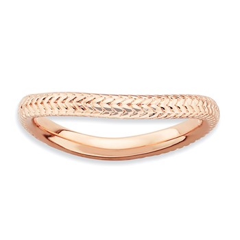Sterling Silver Stackable Expressions Polished Pink-plate Wave Ring
