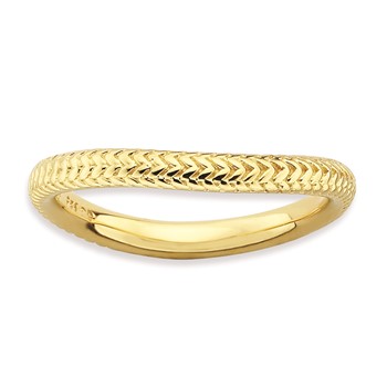 Sterling Silver Stackable Expressions Polished Gold-plate Wave Ring
