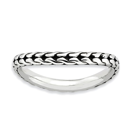 Sterling Silver Stackable Expressions Antiqued Wave Ring - Quality