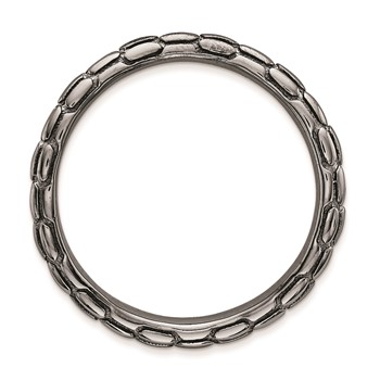 Sterling Silver Stackable Expressions Polished Black-plate Wave Ring — alternate view