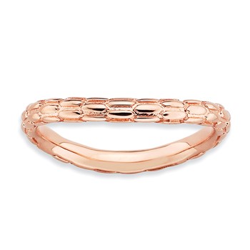 Sterling Silver Stackable Expressions Polished Pink-plate Wave Ring