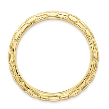 Sterling Silver Stackable Expressions Polished Gold-plate Wave Ring — alternate view