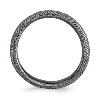 Sterling Silver Stackable Expressions Polished Black-plate Wave Ring — alternate view