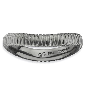 Sterling Silver Stackable Expressions Polished Black-plate Wave Ring