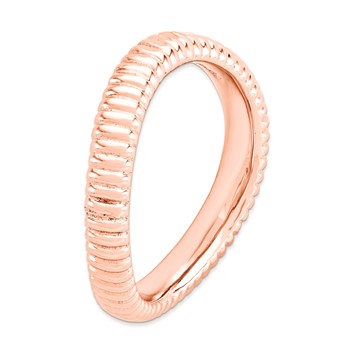 Sterling Silver Stackable Expressions Polished Pink-plate Wave Ring — alternate view