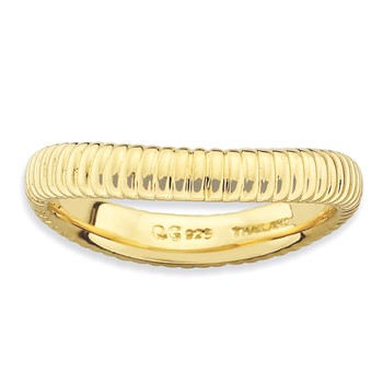 Sterling Silver Stackable Expressions Polished Gold-plate Wave Ring
