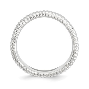 Sterling Silver Stackable Expressions Polished Rhodium-plate Wave Ring — alternate view