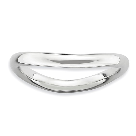 Sterling Silver Stackable Expressions Polished Rhodium-plate Wave Ring -  Quality Gold