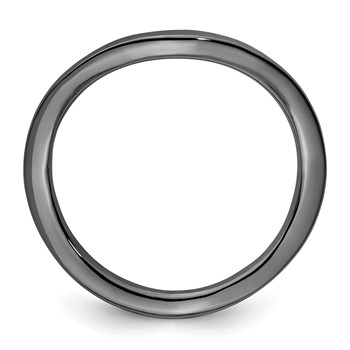 Sterling Silver Stackable Expressions Polished Black-plated Wave Ring — alternate view
