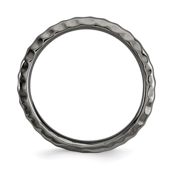 Sterling Silver Stackable Expressions Polished Black-plate Wave Ring — alternate view