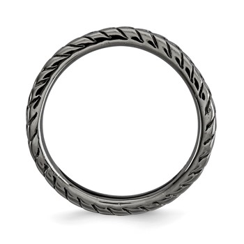 Sterling Silver Stackable Expressions Polished Black-plate Wave Ring — alternate view