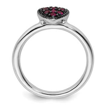 Sterling Silver Stackable Expressions Cr Ruby Heart Ring — alternate view