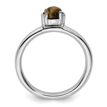 Sterling Silver Stackable Expressions Tigers Eye Rhodium-plated Ring — alternate view