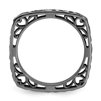 Sterling Silver Stackable Expressions Polished Black-plated Square Ring — alternate view