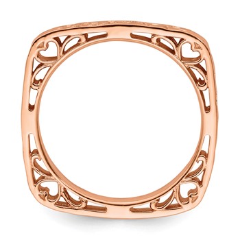 Sterling Silver Stackable Expressions Polished Pink-plated Square Ring — alternate view