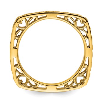 Sterling Silver Stackable Expressions Polished Gold-plated Square Ring — alternate view