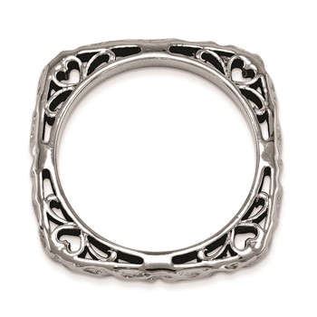 Sterling Silver Stackable Expressions Polished Black-plate Square Ring — alternate view