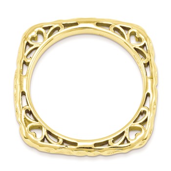 Sterling Silver Stackable Expressions Polished Gold-plate Square Ring — alternate view
