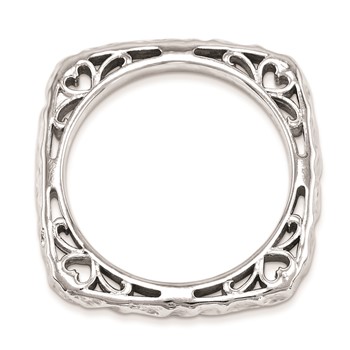 Sterling Silver Stackable Expressions Polished Rhodium-plate Square Ring — alternate view