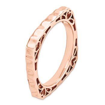 Sterling Silver Stackable Expressions Polished Pink-plate Square Ring — alternate view