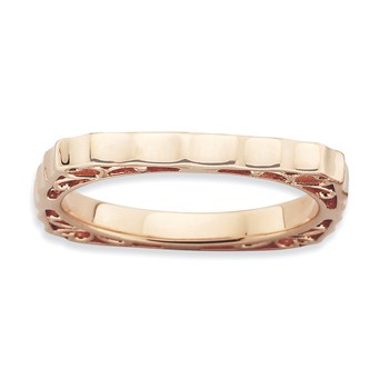 Sterling Silver Stackable Expressions Polished Pink-plate Square Ring