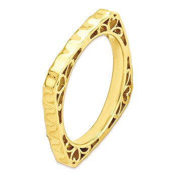 Sterling Silver Stackable Expressions Polished Gold-plate Square Ring — alternate view