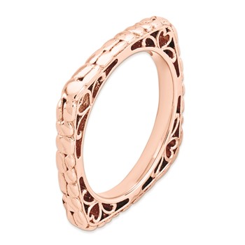 Sterling Silver Stackable Expressions Polished Pink-plate Square Ring — alternate view