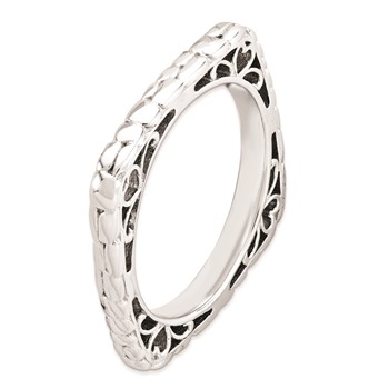 Sterling Silver Stackable Expressions Polished Rhodium-plate Square Ring — alternate view