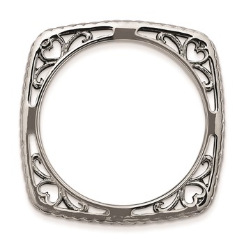 Sterling Silver Stackable Expressions Polished Black-plate Square Ring — alternate view
