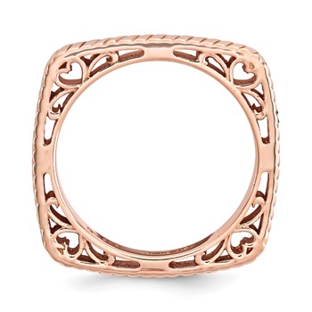 Sterling Silver Stackable Expressions Polished Pink-plate Square Ring — alternate view