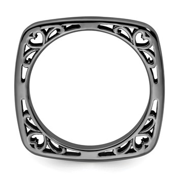 Sterling Silver Stackable Expressions Polished Black-plated Square Ring — alternate view