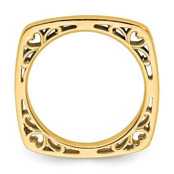 Sterling Silver Stackable Expressions Polished Gold-plated Square Ring — alternate view