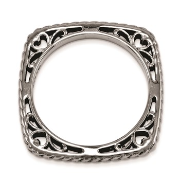 Sterling Silver Stackable Expressions Polished Black-plate Square Ring — alternate view