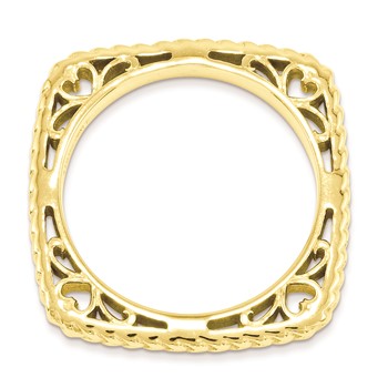 Sterling Silver Stackable Expressions Polished Gold-plate Square Ring — alternate view
